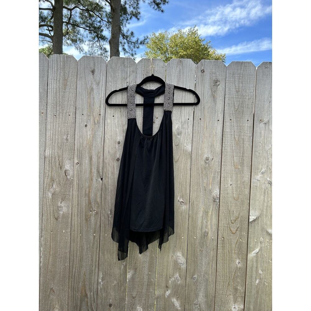 SIX DEGREES OF SEPARATION WOMEN'S SZ SMALL BLACK SILVER FAIRY FALL BEADED‎